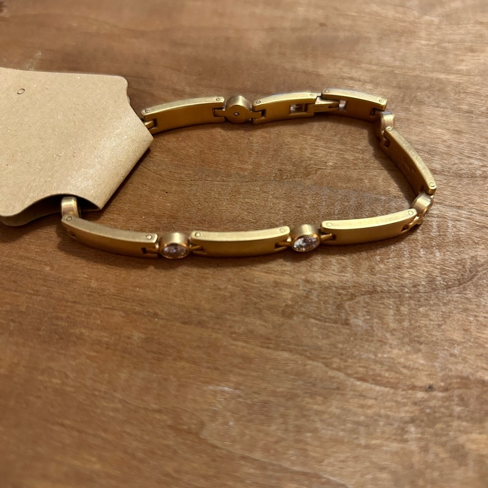 Vintage Speidel Copper And Rhinestone Style Bracelet.